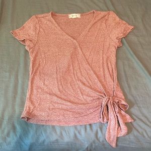 Pink sweater wrap & tie top